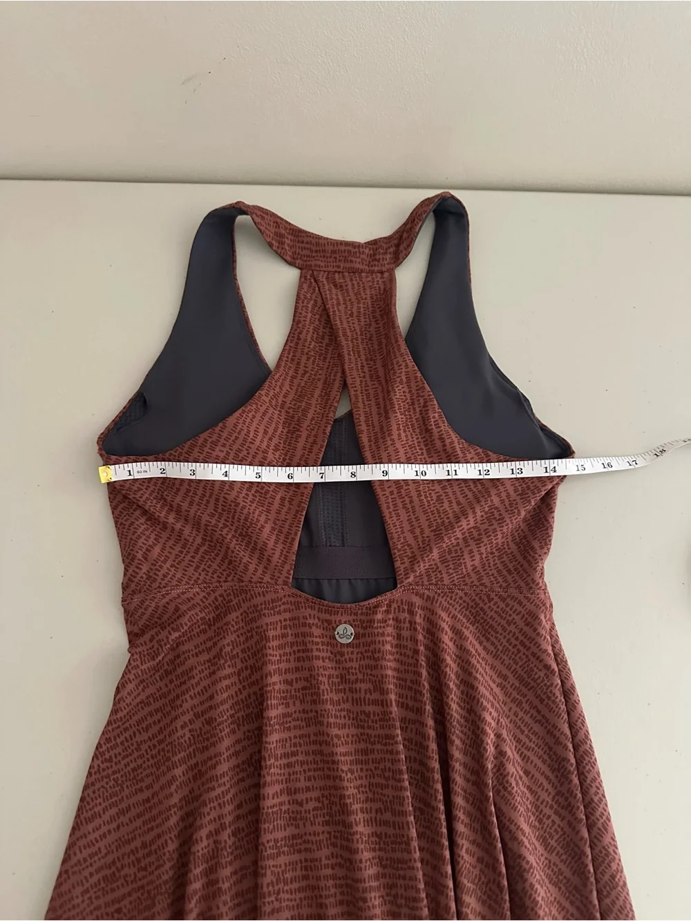Prana Saxon Dress Muave Racerback Built In Bra M Asymmetrical Handkerchief Hem - Picture 10 of 11
